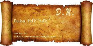 Duka Máté névjegykártya